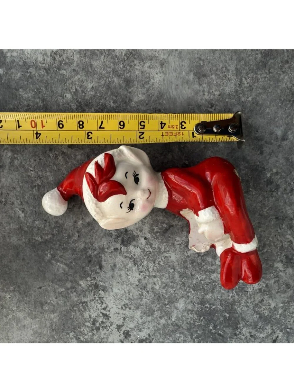 VTG Lefton Christmas Ceramic Red Pixie Elf Candle Hugger Climber Figurine Japan
